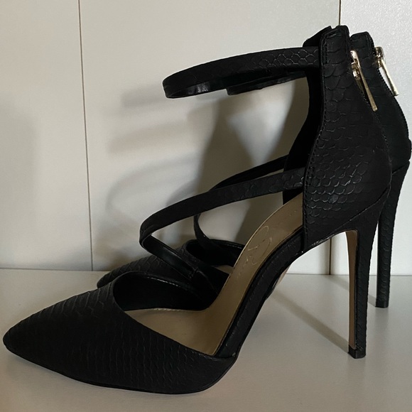 Black Jessica Simpson snakeskin print sandal sz 5.5 - Picture 4 of 5
